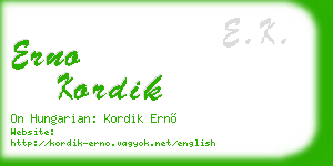 erno kordik business card
